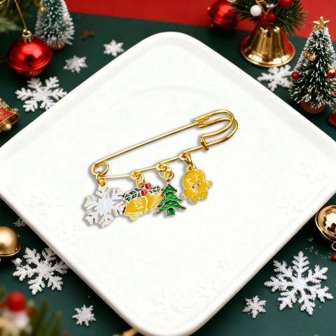 Broche de Noël en Alliage Émail pour Femmes Festif Père Noël Élan Sapin de Noël Cloche Flocon de Neige Cadeau Accessoire de Vêtement