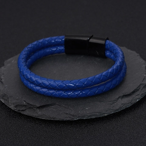 Vintage Handmade Braided Microfiber Leather Bracelet With Stainless Steel Magnetic Clasp Men Titanium Steel Wristband Jewelry