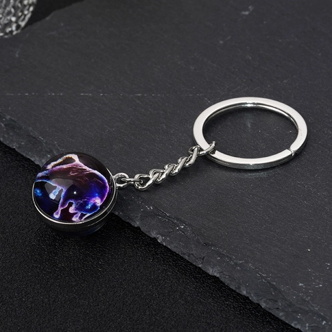 Portachiavi Vintage con Sfera di Vetro Galassia in Lega Ciondolo Portachiavi Costellazione Cielo Stellato per Chiavi Auto Zaino Regalo