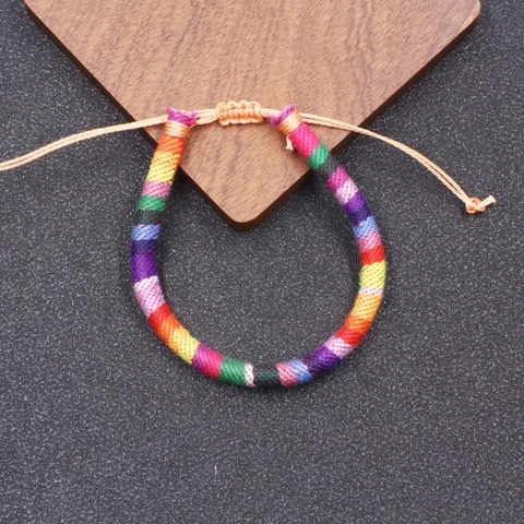 Boho Handgefertigtes Geflochtenes Armband Mehrfarbig Ethnisch Wachskordel Verstellbares Freundschaftsarmband Damen Herren Schmuck