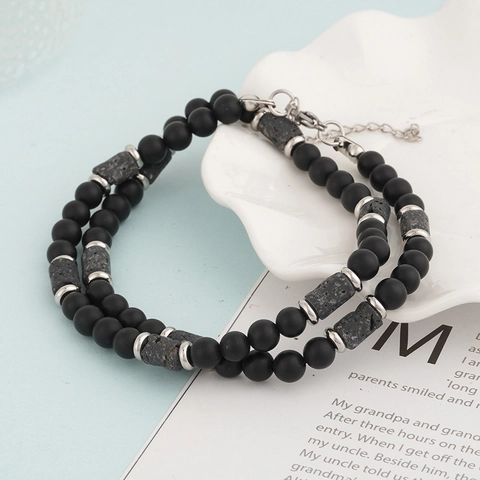 Collana di Pietre Naturali da Uomo Fatta a Mano Occhio di Tigre Agata Nera Pietra Lavica Sodalite Gioielli Unisex Bohemian
