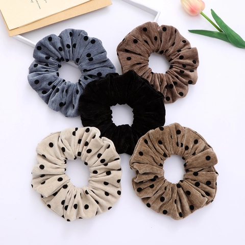 Vintage Corduroy Scrunchies Met Stippen Voor Dames Grote Gevlokte Stoffen Haarelastiekjes Herfst Winter Elastische Haarbanden