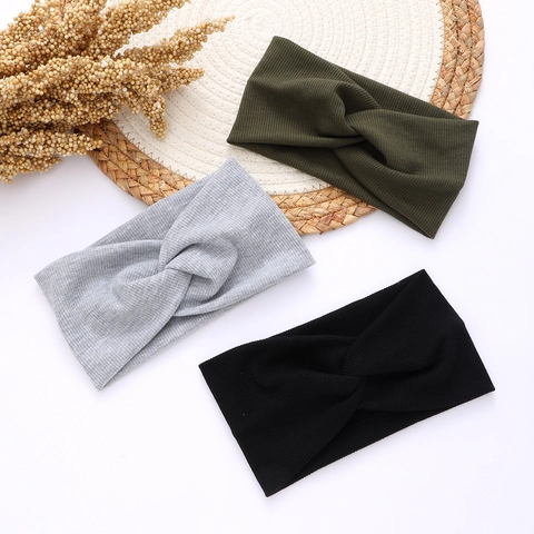 Diadema de Punto Acanalado para Mujer Con Nudo Banda Elástica Ancha para Yoga Deporte Lavado de Cara Accesorios para el Cabello Suaves