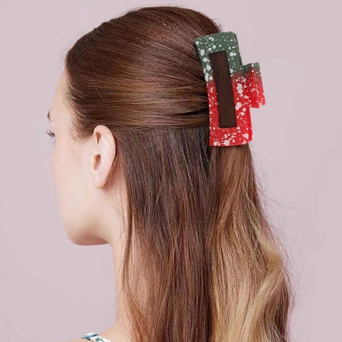 Pinces à Cheveux de Noël Dégradé Rouge Vert Motif Flocon de Neige Papillon Nœud Fleur Pinces à Cheveux Accessoires de Fête