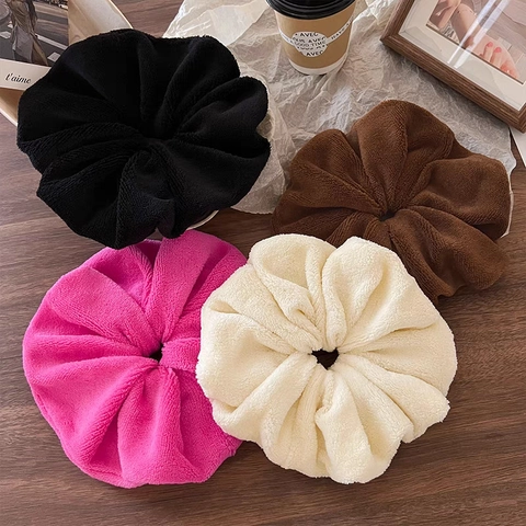 Oversized Pluche Scrunchie Dikke Handdoek Haarelastiek Dames Eenvoudig Pluizig Ring Voor Herfst Winter Knot Haaraccessoires