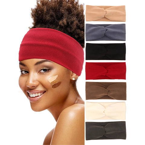 Diadema de Invierno para Mujer Suave Vellón Nudo Torcido Elástica Ancha Cálida Banda para el Cabello Color Sólido Lavado de Cara Yoga Deporte