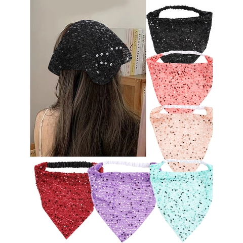 Dames Pailletten Driehoek Hoofddoek Glinsterende Haarband Voor Keuken Bakken Salon Feest Mode Pailletten Hoofdband Voor Dames