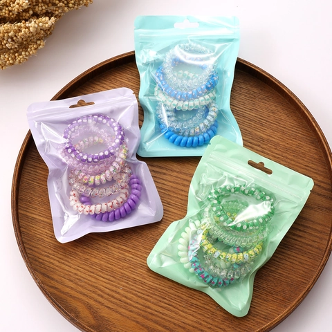 Women Girls Dopamine Telephone Wire Hair Ties Set Colorful Spiral Hair Rings High Elastic Seamless Hair Bands Accessories