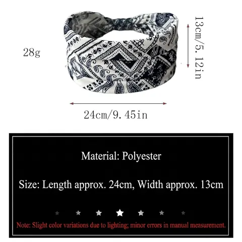 Women Bohemian Paisley Printed Wide Elastic Headband Knotted Yoga Sports Turban Hair Band Fashion Hair Accessories