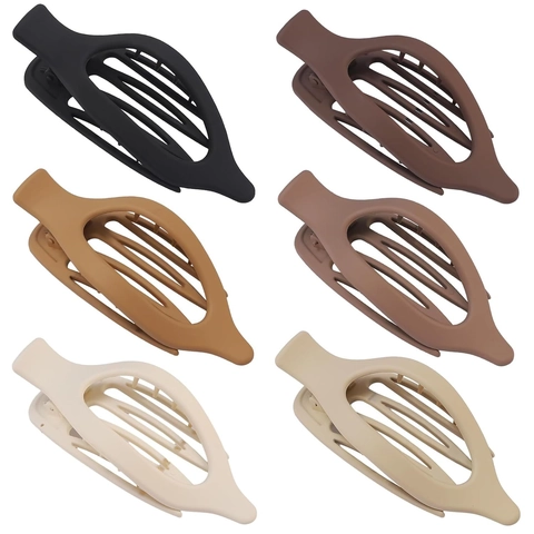 Grandi Molle per Capelli Opache Intagliate a Squalo in Plastica Satinata Antiscivolo per Donna Gioielli per Capelli Minimalisti Toni Terra
