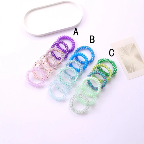Women Girls Dopamine Telephone Wire Hair Ties Set Colorful Spiral Hair Rings High Elastic Seamless Hair Bands Accessories