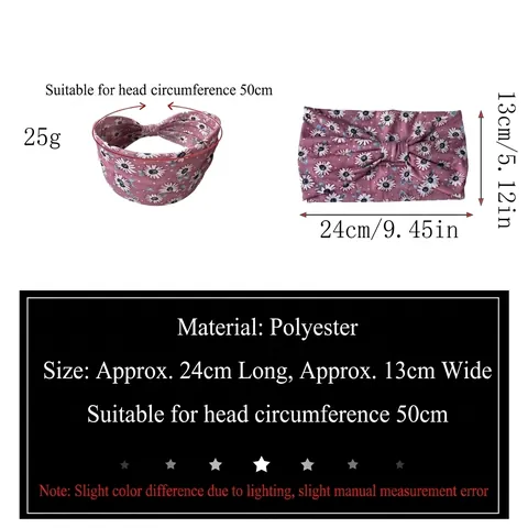 Daisy Floral Print Yoga Sport Headband Wide Sweatband Non-Slip Knotted Turban Hair Band For Women Daily Workout Accessory