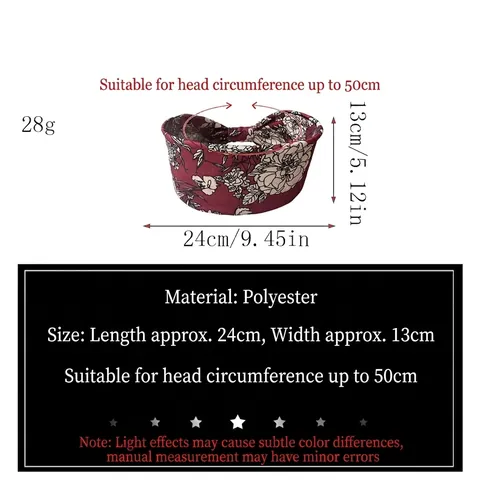 Bohemian Floral Bedrucktes Breites Elastisches Stirnband Für Damen Yoga Sport Schweißband Rutschfestes Polyester Haarband