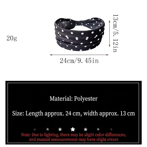 Fascia per Capelli a Pois Larga Donna Elastica Sport Yoga Fascia Antiscivolo Accessori per Capelli per Fitness Corsa Ciclismo