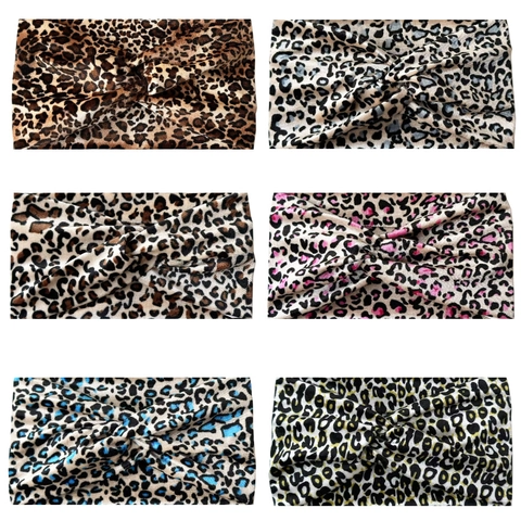 Fascia per Capelli a Nodo Incrociato in Velluto con Stampa Leopardata Donna Autunno Inverno Elastica Yoga Sport Gioielli