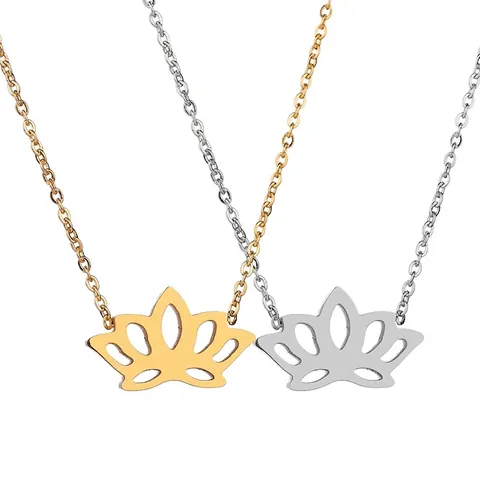 Minimalistische Edelstahl Hohl Lotus Blume Anhänger Halskette Für Damen Elegante Botanische Metall Choker Schmuck Geschenk