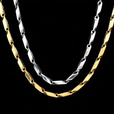 Stainless Steel Column Chain Necklace Minimalist Bamboo Joint Geometric Link Chain For Men Women Sporty Fashion Jewelry