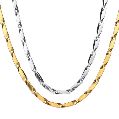 Stainless Steel Column Chain Necklace Minimalist Bamboo Joint Geometric Link Chain For Men Women Sporty Fashion Jewelry