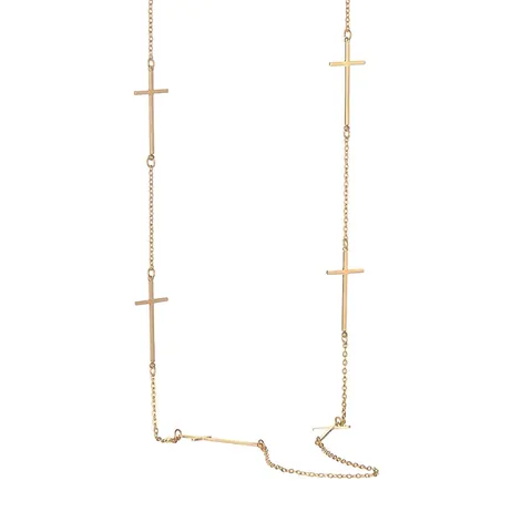 Collier Pendentif Croix Minimaliste en Acier Inoxydable pour Femme Plaqué Or Multi Croix Longue Chaîne Bijoux de Mode Cadeau