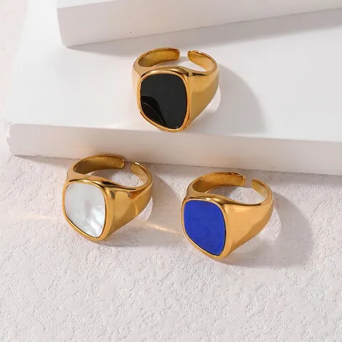 Anillo Abierto de Acero Inoxidable Geométrico Irregular Minimalista para Mujeres Hombres Chapado en Oro Anillo Ajustable Joyería