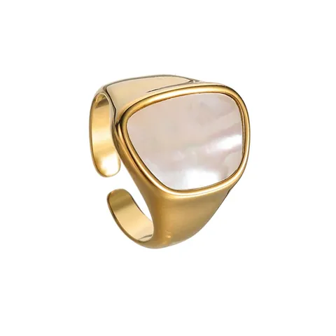Anillo Abierto de Acero Inoxidable Geométrico Irregular Minimalista para Mujeres Hombres Chapado en Oro Anillo Ajustable Joyería