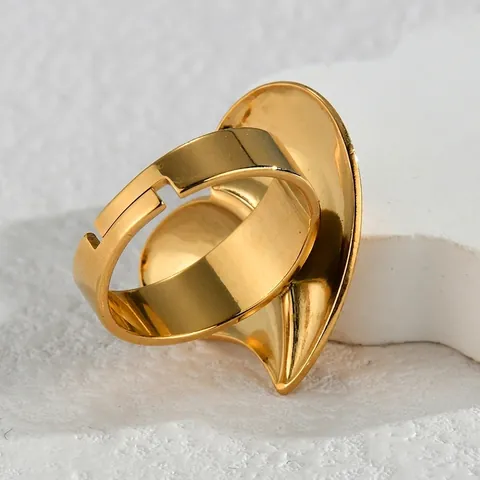 Unregelmäßiger Herzförmiger Edelstahl Offener Ring Verstellbarer Gold Polierter Fingerring Für Damen Minimalistischer Schmuck