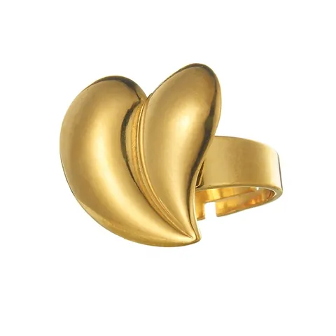 Unregelmäßiger Herzförmiger Edelstahl Offener Ring Verstellbarer Gold Polierter Fingerring Für Damen Minimalistischer Schmuck