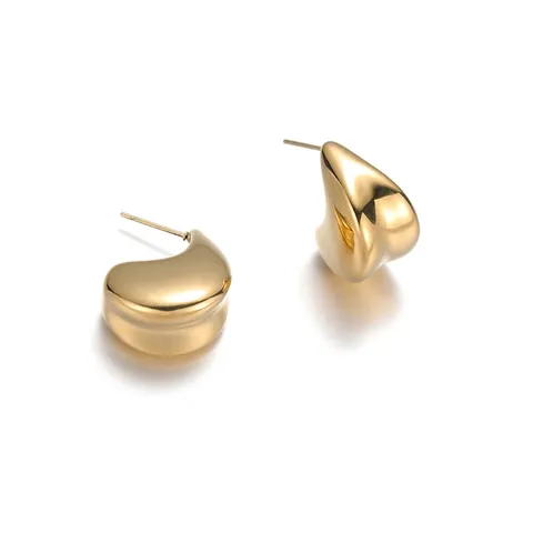 Minimalistische Edelstahl C-Förmige Ohrstecker Für Damen Elegante Polierte Bohnen-Stil Tropfenohrringe Mode Geometrischer Schmuck