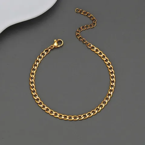 Bracciale a Catena Cubana in Acciaio Inossidabile Minimalista per Uomo Donna Bracciale a Catena Geometrica Placcato Oro Gioielli di Moda Accessorio Mano