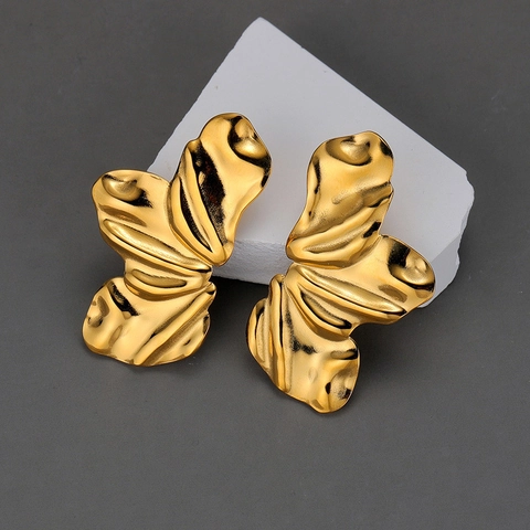 Eleganti Orecchini a Petalo in Acciaio Inossidabile da Donna Placcati Oro Argento Design a Foglia Irregolare Gioielli di Lusso