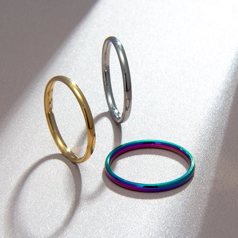 Minimalist Stainless Steel Ring Thin Stackable Polished Band Plain Jewelry For Men And Women Unisex