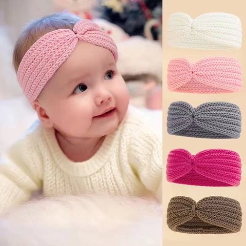 Knitted Wide Twist Headband Warm Winter Ear Warmer Elastic Hair Band For Baby Kids Women Solid Color Accessories