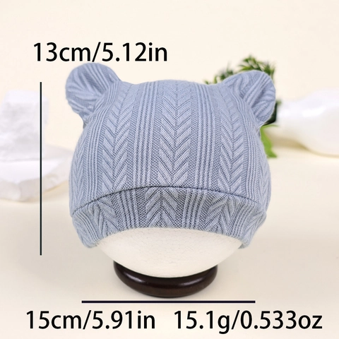 Newborn Baby Knit Beanie Hat With Cute Bear Ears Soft Polyester Cartoon Infant Headwear For Boys Girls Fashion Autumn Winter Warm Accessory