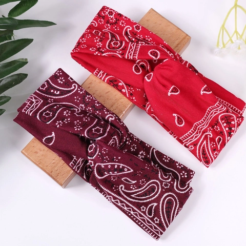 Fascia per Capelli Bohemienne Paisley a Maglia con Nodo per Donna Elastica Bandana Sport Yoga Accessori