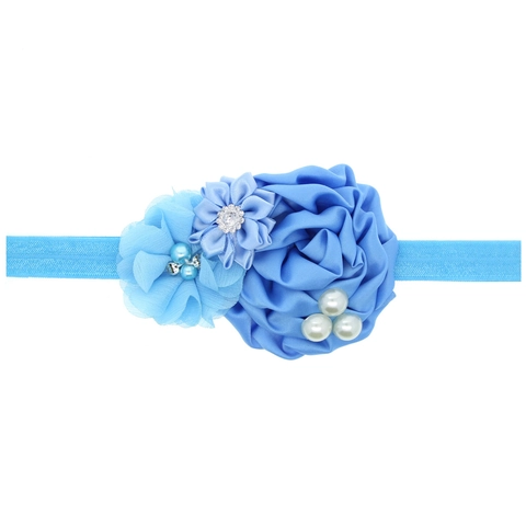 Fascia Capelli Bimba Fiori Fatti a Mano Chiffon Raso Elastica Strass Künstliche Perle Accessori Capelli Neonata Bambina