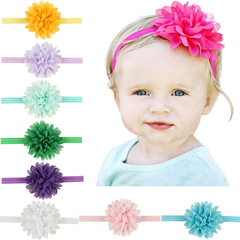 Fascia per Capelli con Fiore in Chiffon per Neonati Morbida Fascia Elastica per Neonati Bambini Piccoli Accessori Floreali