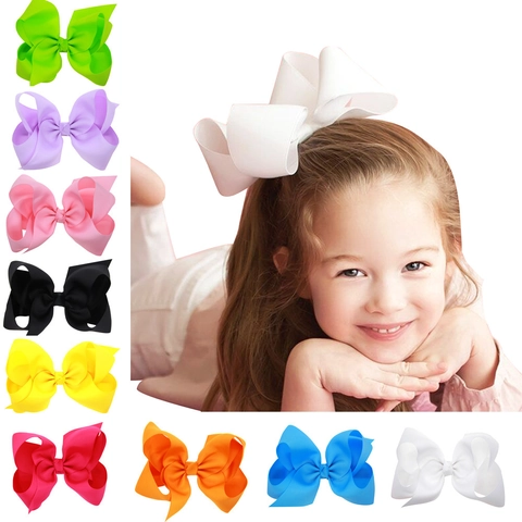 Large Grosgrain Ribbon Bow Hair Clip For Kids Girls Baby Big Oversized Handmade Duckbill Clip Solid Color Hair Accessory