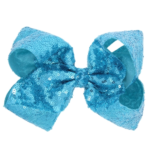 Large 8 Inch Sequin Bow Hair Clip For Girls JoJo Style Handmade Ribbon Hairpins Shiny Glitter Accessories For Kids Party Gift