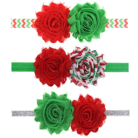 Diadema Elástica de Navidad para Bebé Flor de Gasa Banda para el Cabello Niños Decoración de Fiesta Accesorio