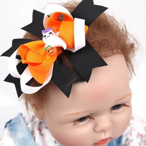 Halloween Kinder Haarschleife Clip Cartoon Fledermaus Geist Kürbis Band Haarschmuck Für Mädchen Festival Haarspange