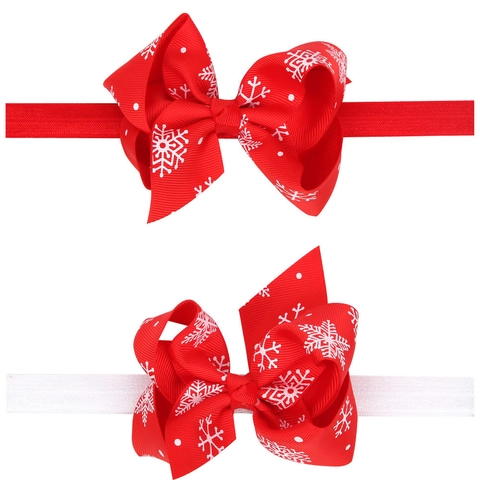 Fascia per Capelli con Fiocco di Natale per Neonata Motivo a Fiocco di Neve Nastro in Grosgrain Fascia Elastica Accessori per Capelli Festivi
