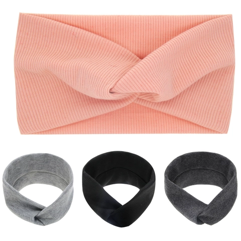 Fascia per Capelli in Maglia a Coste per Neonati Elastica Morbida Con Nodo a Croce per Bambini Accessorio Fotografico