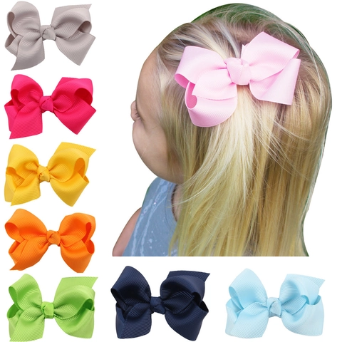 Handmade Grosgrain Ribbon Hair Bows Alligator Clips For Toddler Kids Girls Boutique Solid Color Hair Accessories Hairclip