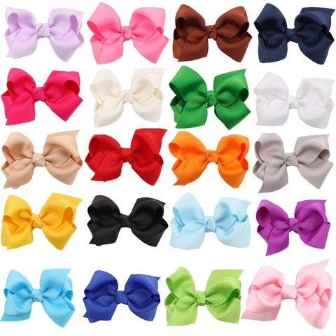 Handmade Grosgrain Ribbon Hair Bows Alligator Clips For Toddler Kids Girls Boutique Solid Color Hair Accessories Hairclip