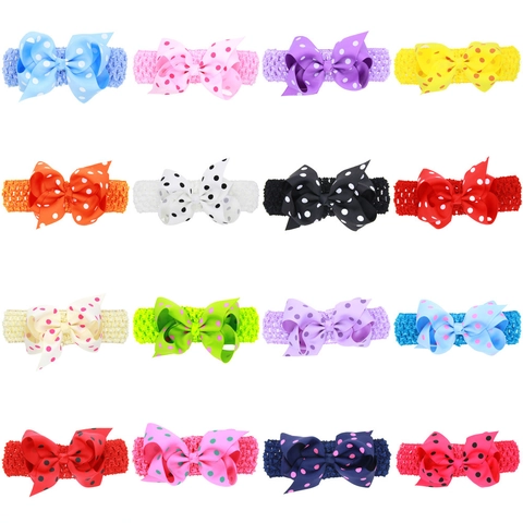 Fascia per Capelli Neonata Elastica all'Uncinetto Grande Fiocco in Grosgrain a Pois Accessori Dolci per Bambine