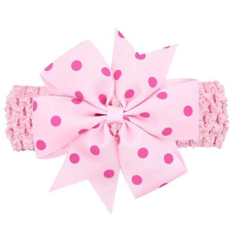 Fascia Neonato Fatta a Mano con Fiocco a Pois Morbida Fascia Elastica in Nastro Grosgrain per Bambini Gioielli Capelli