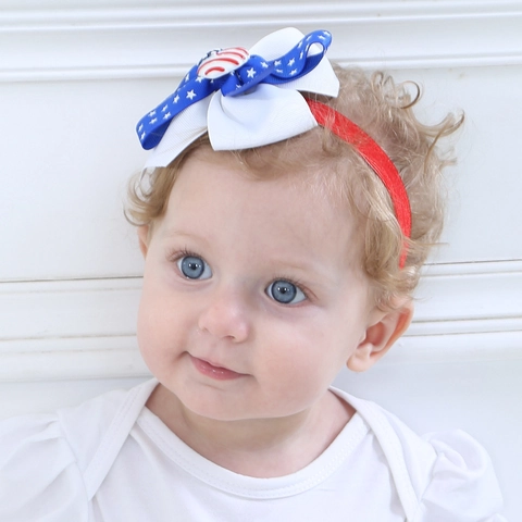 USA Flagge Unabhängigkeitstag Baby Schleife Stirnband Patriotisch Stern Streifen Weich Elastisch Hauband Für Kleinkinder Säuglinge Mädchen Haarschmuck