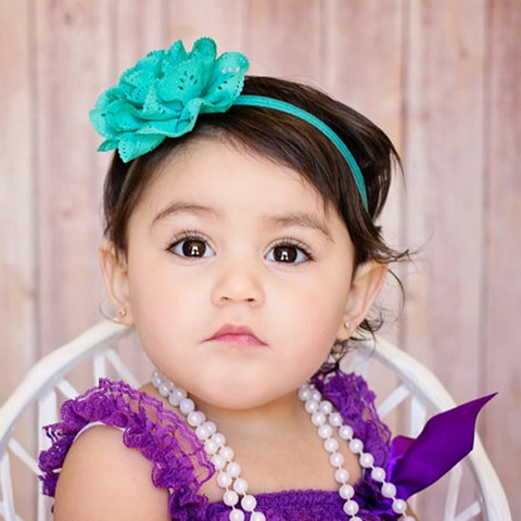Fascia per Capelli Neonata con Grande Fiore Traforato in Pizzo Elastica Morbida Accessori per Capelli Bambini Copricapo Decorativo