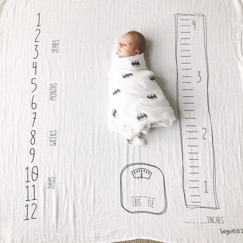 Cotton Baby Milestone Blanket Newborn Swaddle Wrap Photography Prop For Growth Record Background Photography Backdrop