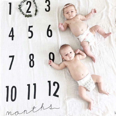 Cotton Baby Milestone Blanket Newborn Swaddle Wrap Photography Prop For Growth Record Background Photography Backdrop
